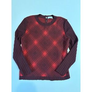 VTG Stizzoli Made In Italy Women's Red Checkered Sweater SZ S 100% Wool